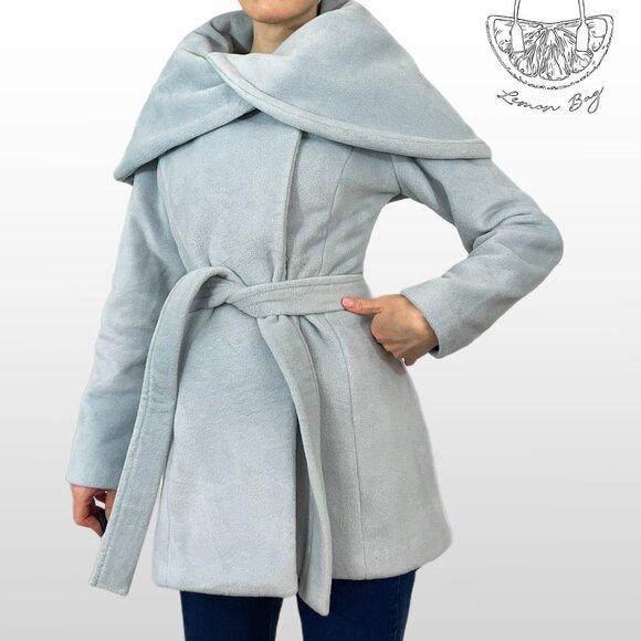 One of a Kind Exclusive/ Winter Fall Hooded Fitted Coat / Color Baby Blue/Size S - Picture 2 of 12